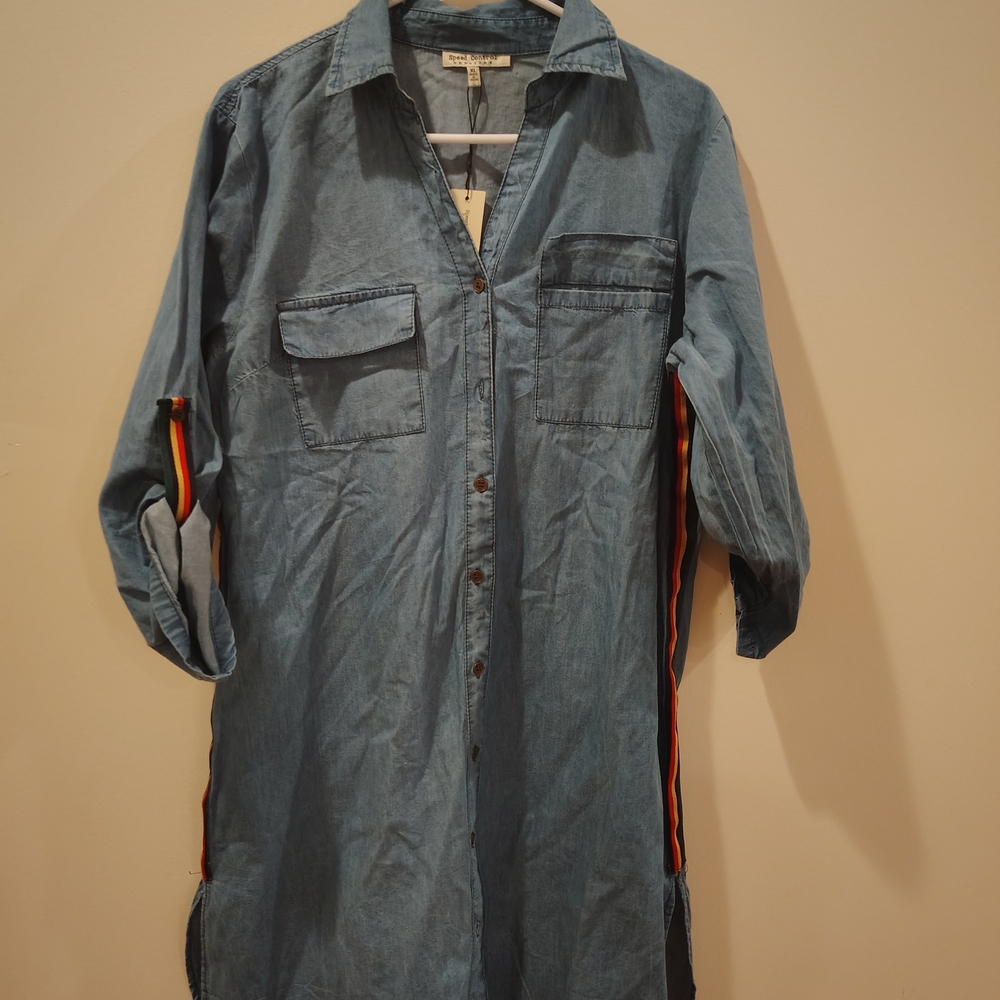 Speed Control Light Blue Shirt Dress